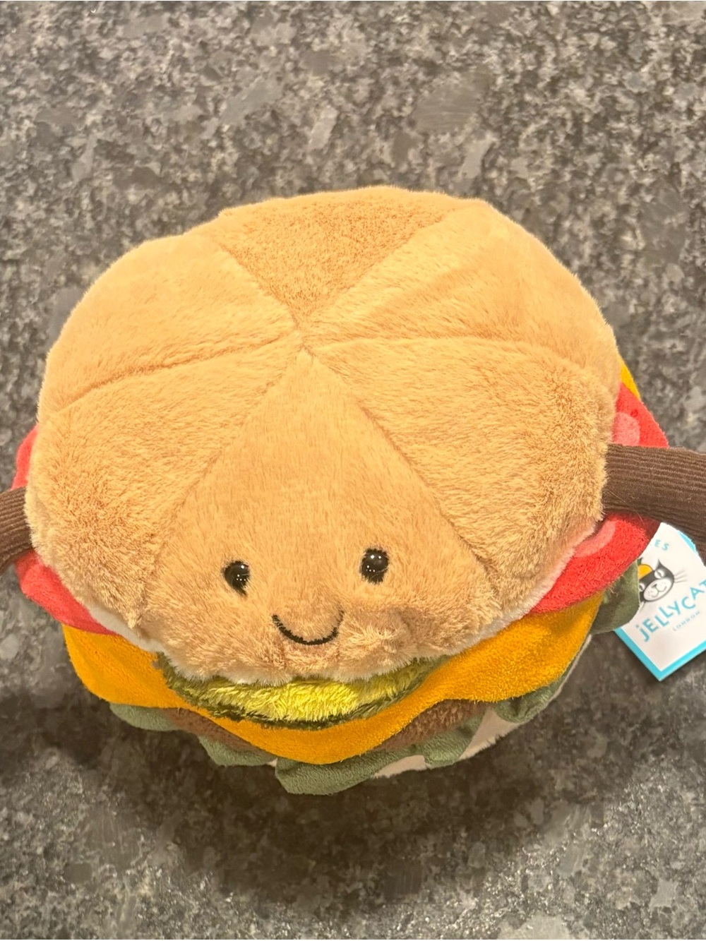 Jellycat Plush Burger Toy - Brown, Yellow, Red, Green